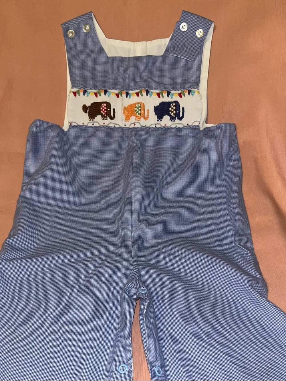 Little English Light Blue Gingham Baby Romper